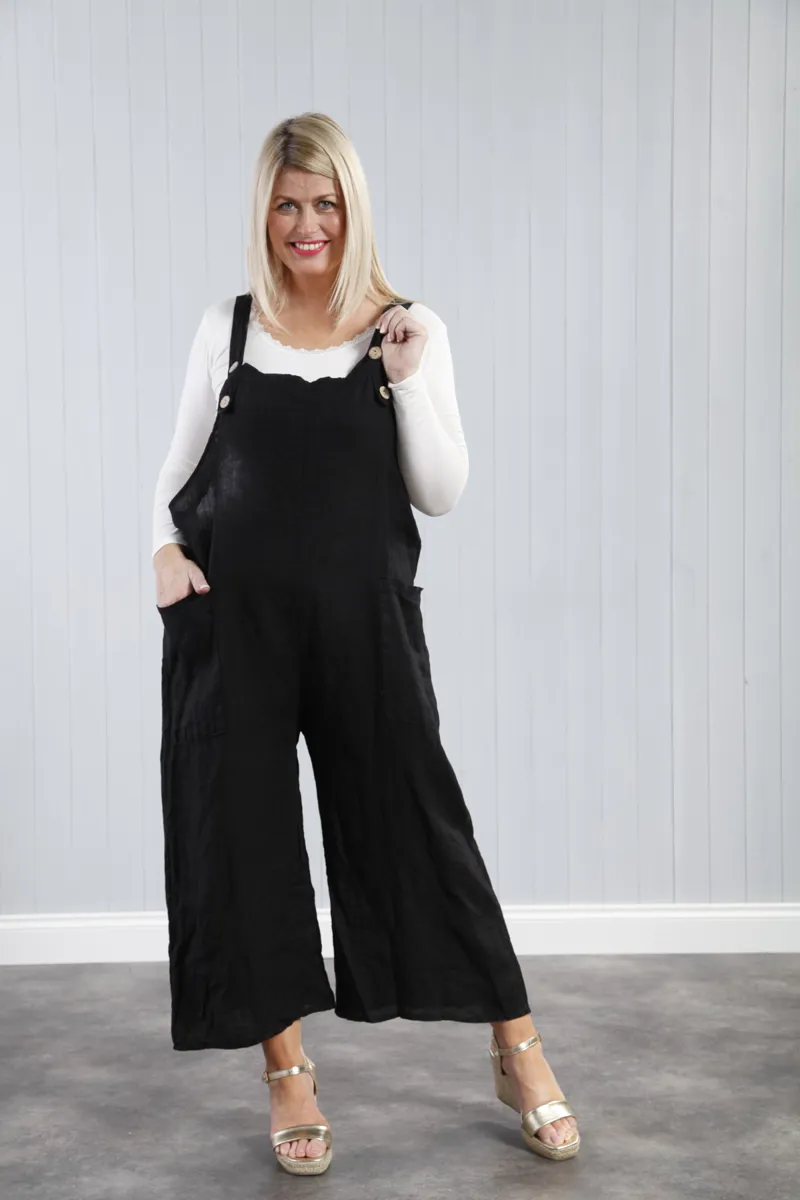 Goose Island linen dungarees Black-1