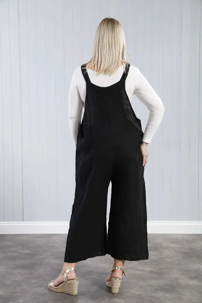 Goose Island linen dungarees Black-4