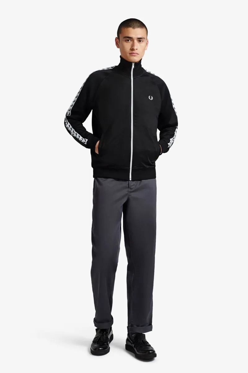 Fred Perry J6231-198 Mens Sports Taped Track Jacket Black