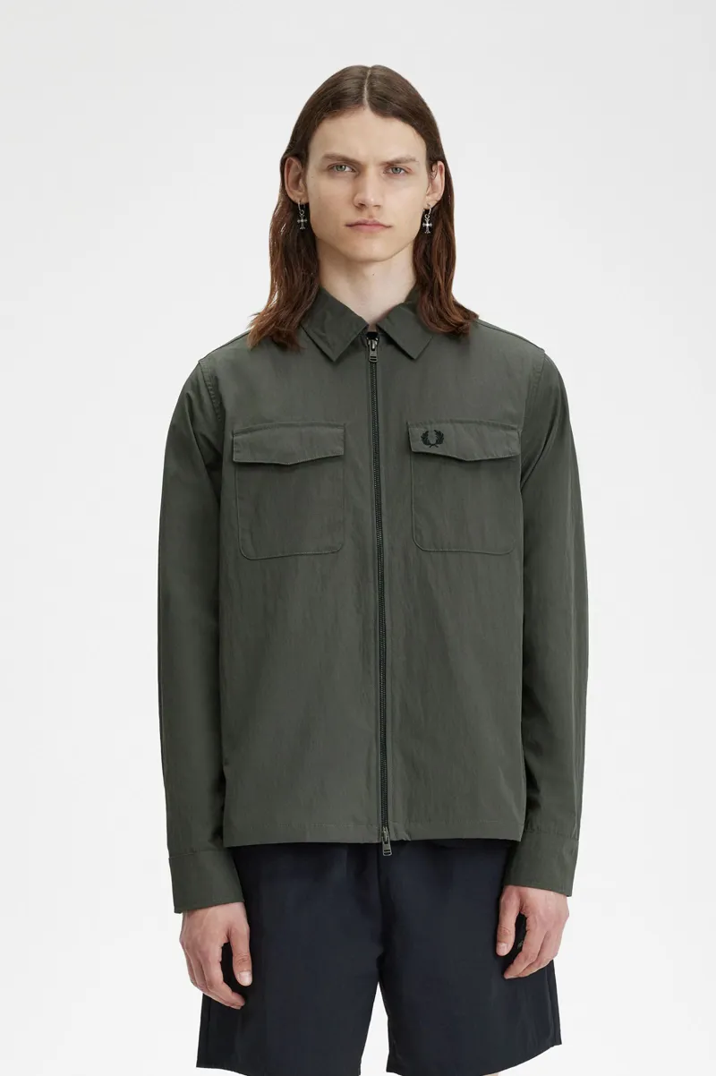 Fred Perry Lightweight Zip-Through Overshirt Field Green XXL LAST ONE-2