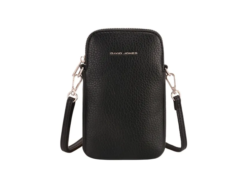 David Jones single zip pouch bag Black