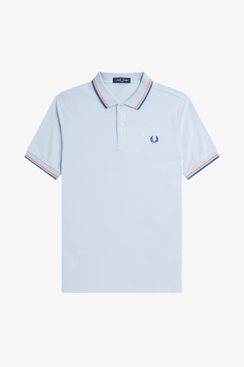 Fred Perry M3600 V20 Mens Polo T shirt Light Smoke Coral Cobalt