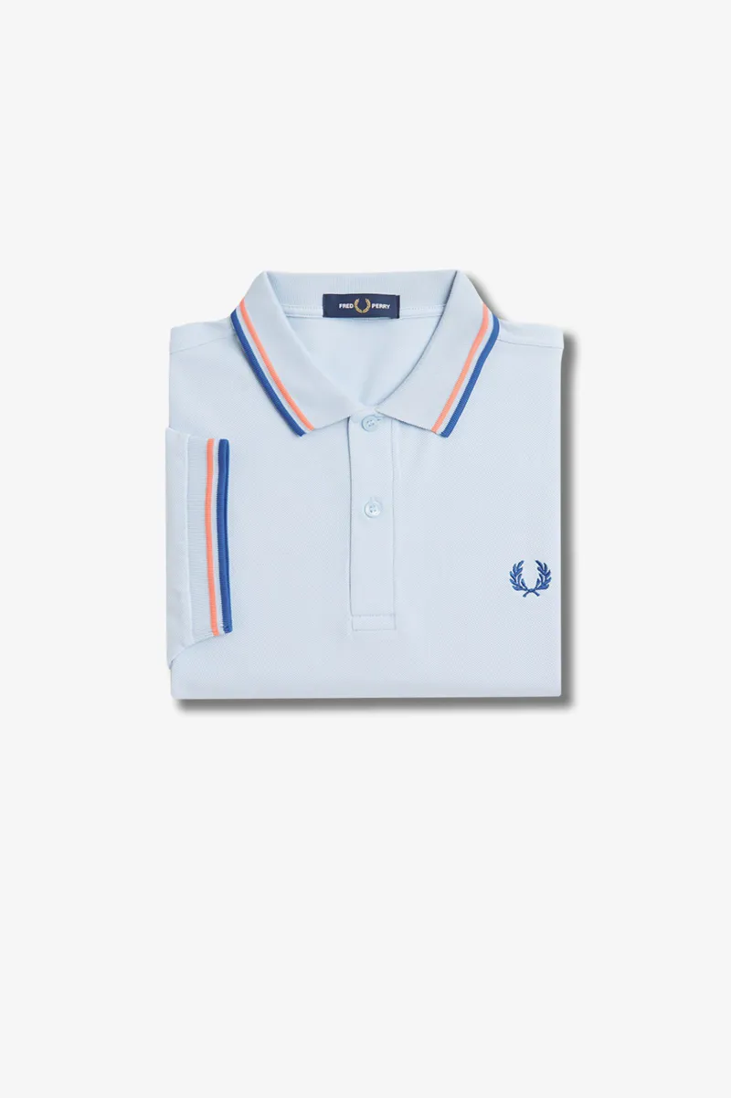 Fred Perry M3600-V20 Polo T-shirt Light Smoke/ Coral / Cobalt-1