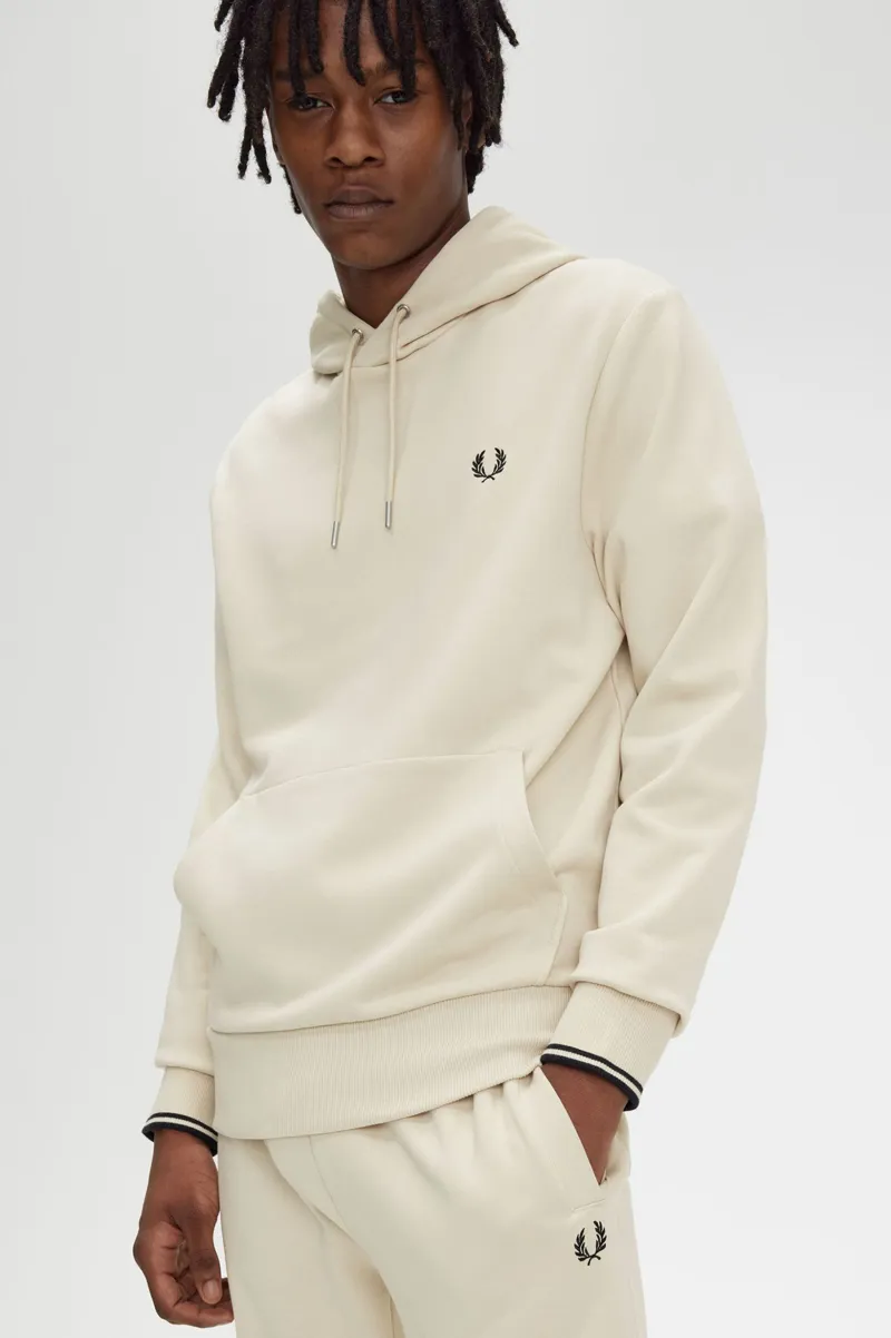 Fred Perry Overhead Tipped Hoodie Oatmeal-4