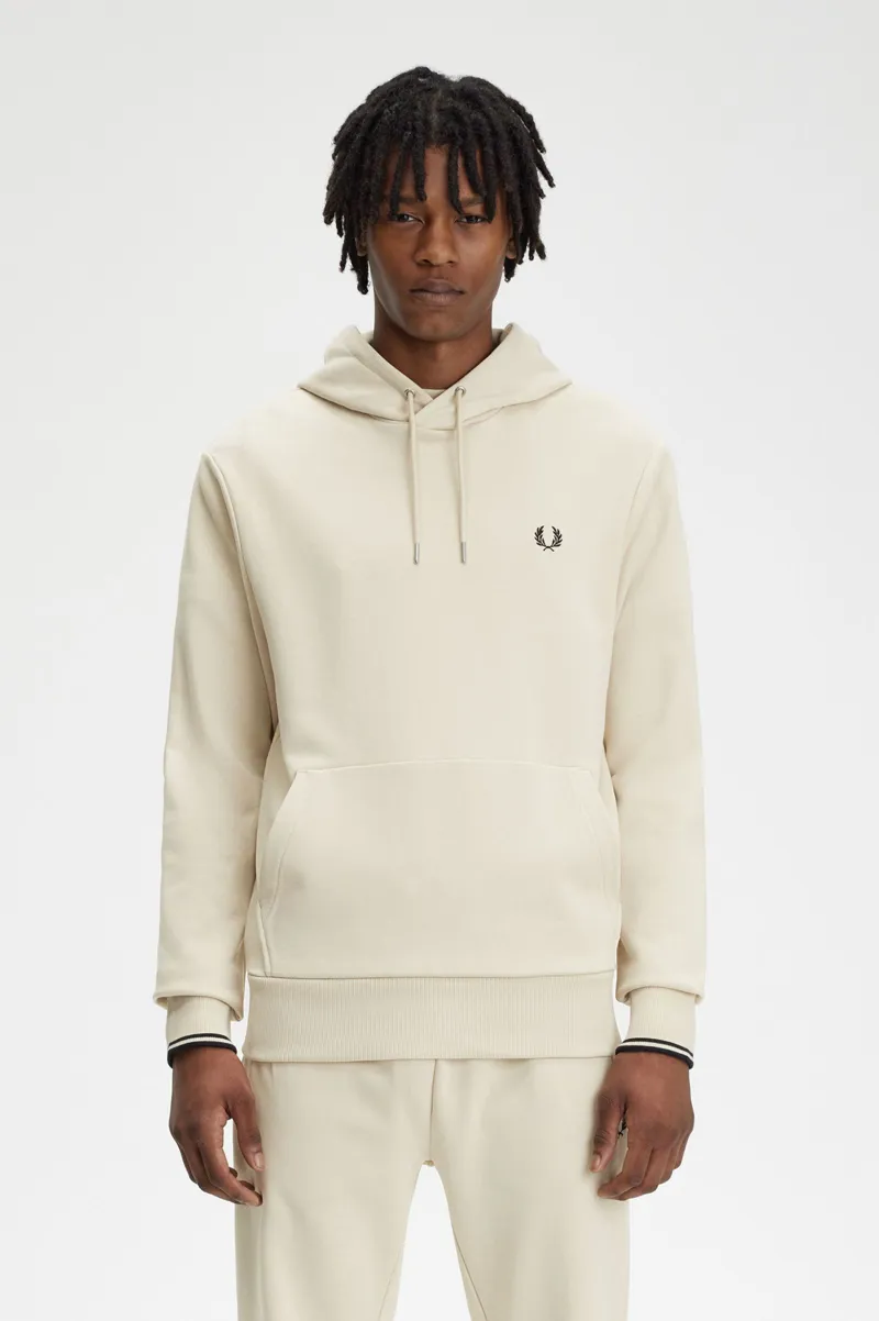 Fred Perry Overhead Tipped Hoodie Oatmeal-1