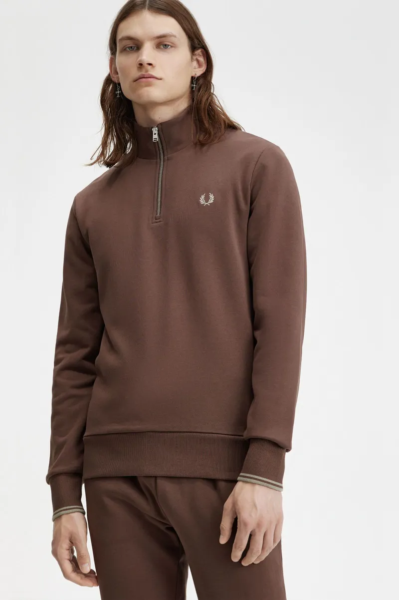 Fred Perry Half Zip Sweatshirt Brick XXL ONLY LAST ONE-4