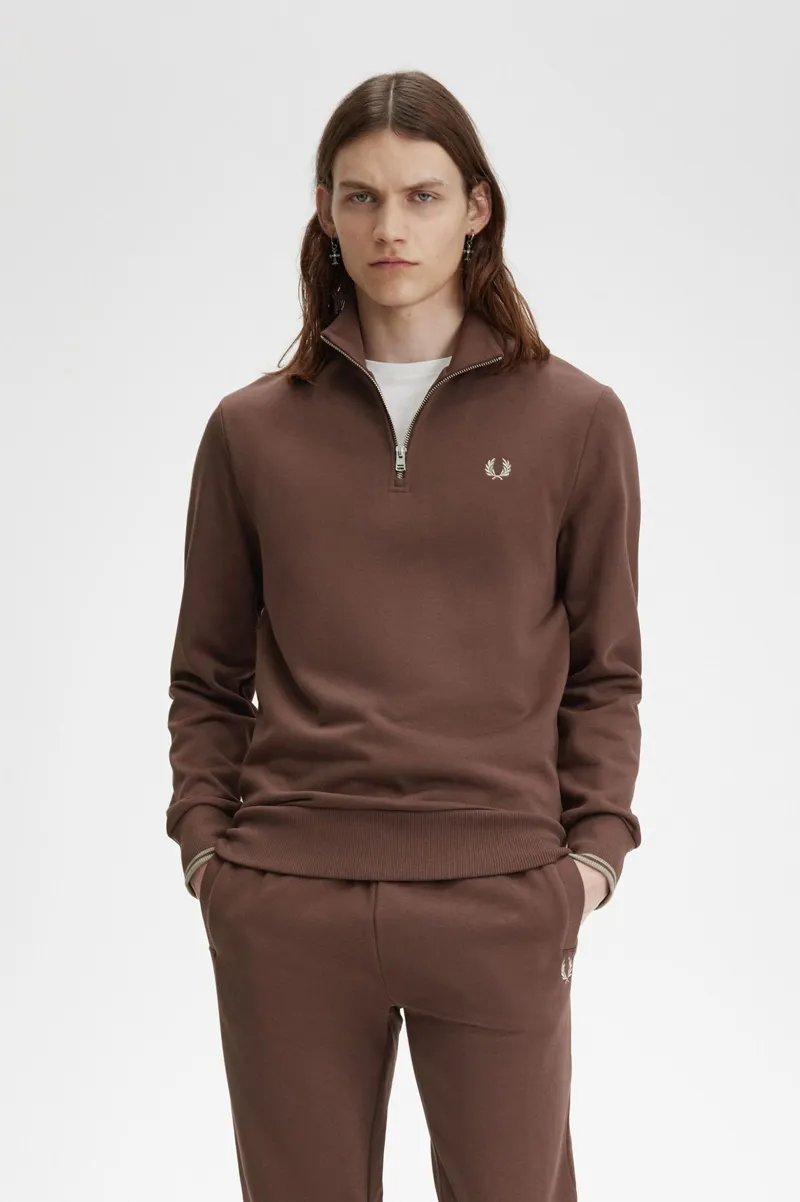 Fred Perry Half Zip Sweatshirt Brick XXL ONLY LAST ONE-7