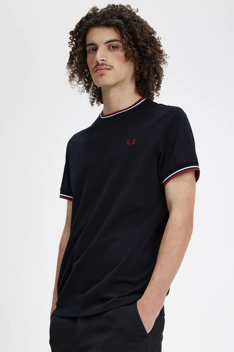 Fred Perry Twin Tipped T-shirt Navy / White / Burnt Red-1