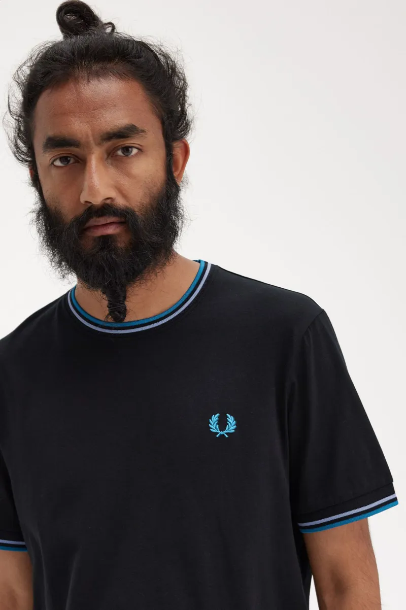 Fred Perry Twin Tipped T-shirt Black / Light Smoke /  Bay Ocean XL ONLY-6
