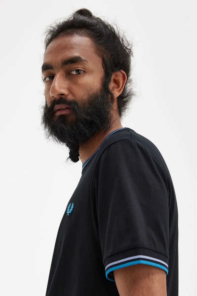 Fred Perry Twin Tipped T-shirt Black / Light Smoke /  Bay Ocean XL ONLY-7