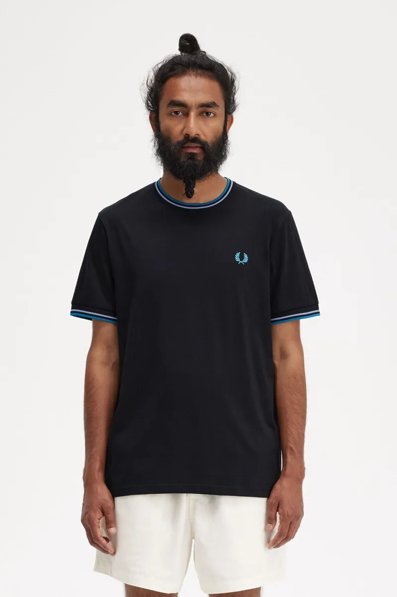 Fred Perry Twin Tipped T-shirt Black / Light Smoke /  Bay Ocean XL ONLY-1