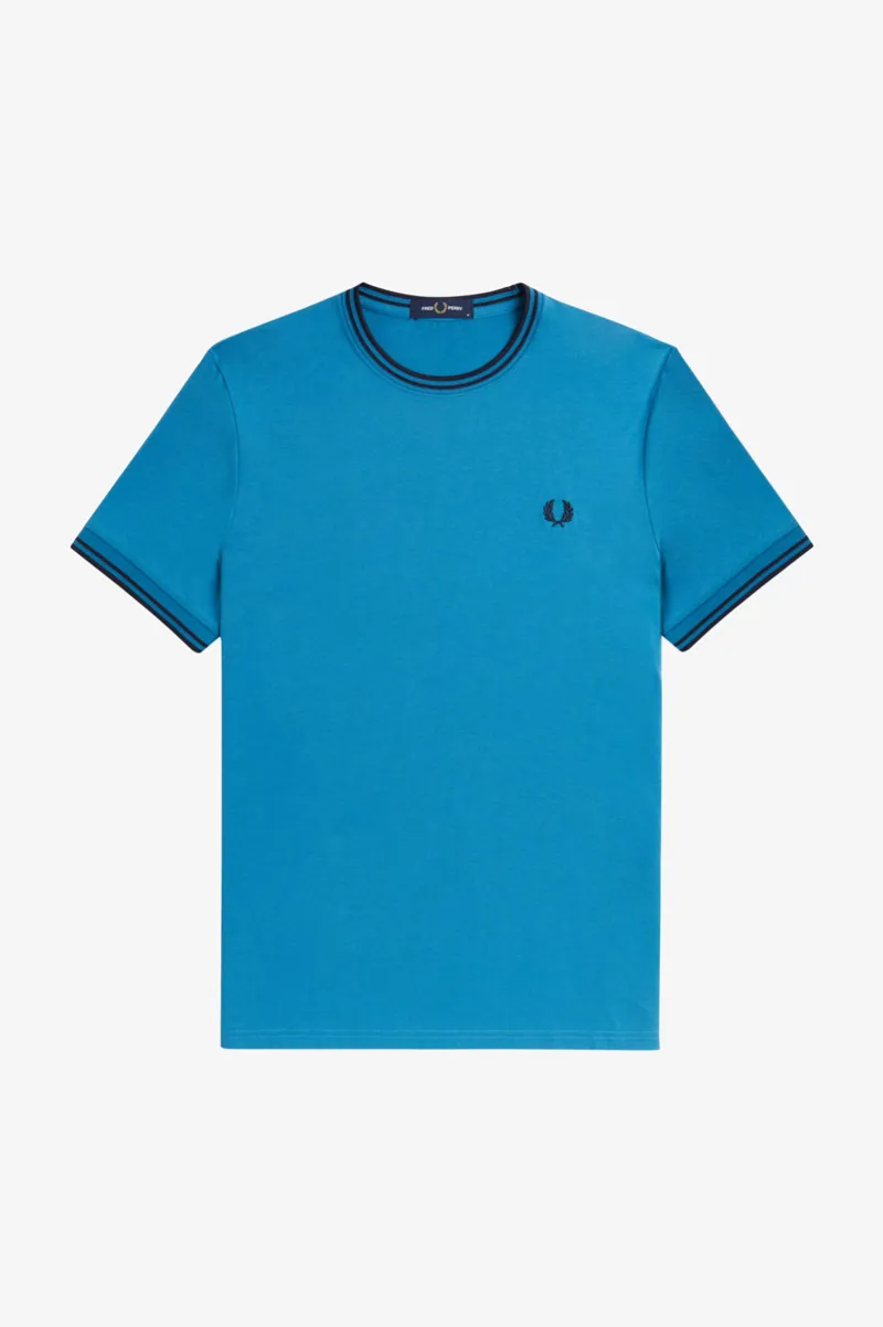 Fred Perry Twin Tipped T-shirt Runaway Bay Ocean / Navy MEDIUM ONLY-7