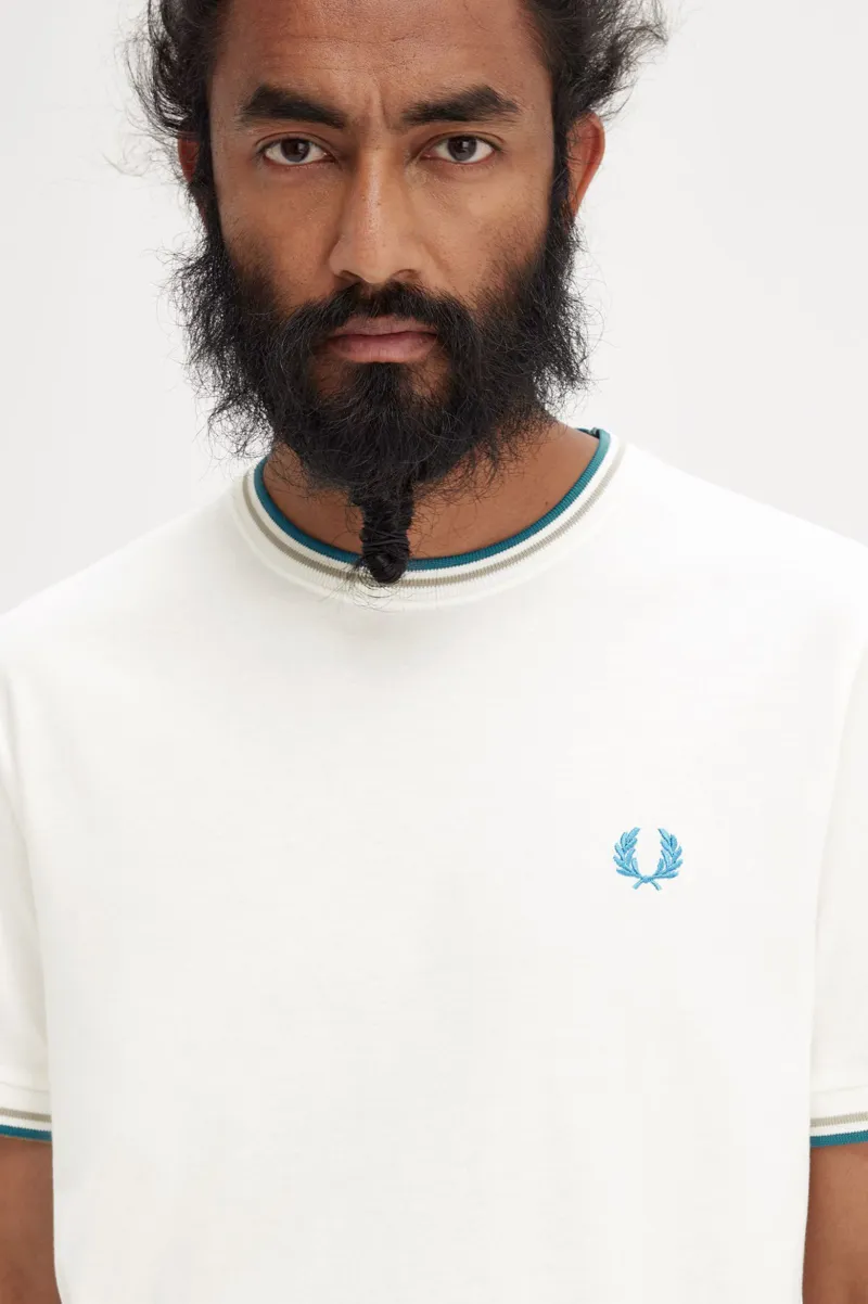 Fred Perry M1588-V36 Mens Twin Tipped T-shirt Snow White-3