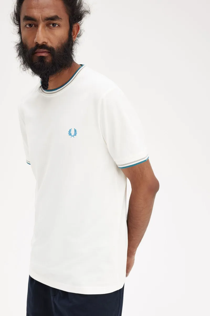 Fred Perry M1588-V36 Mens Twin Tipped T-shirt Snow White-4
