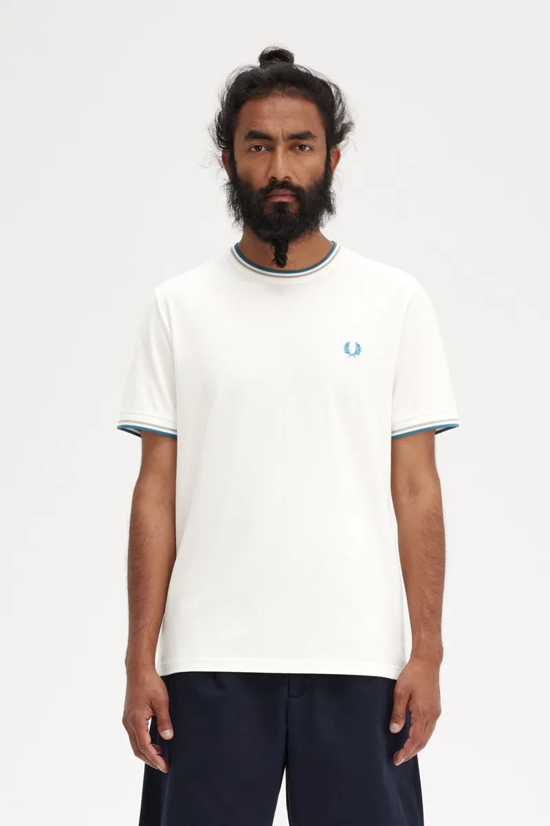 Fred Perry M1588-V36 Mens Twin Tipped T-shirt Snow White-1