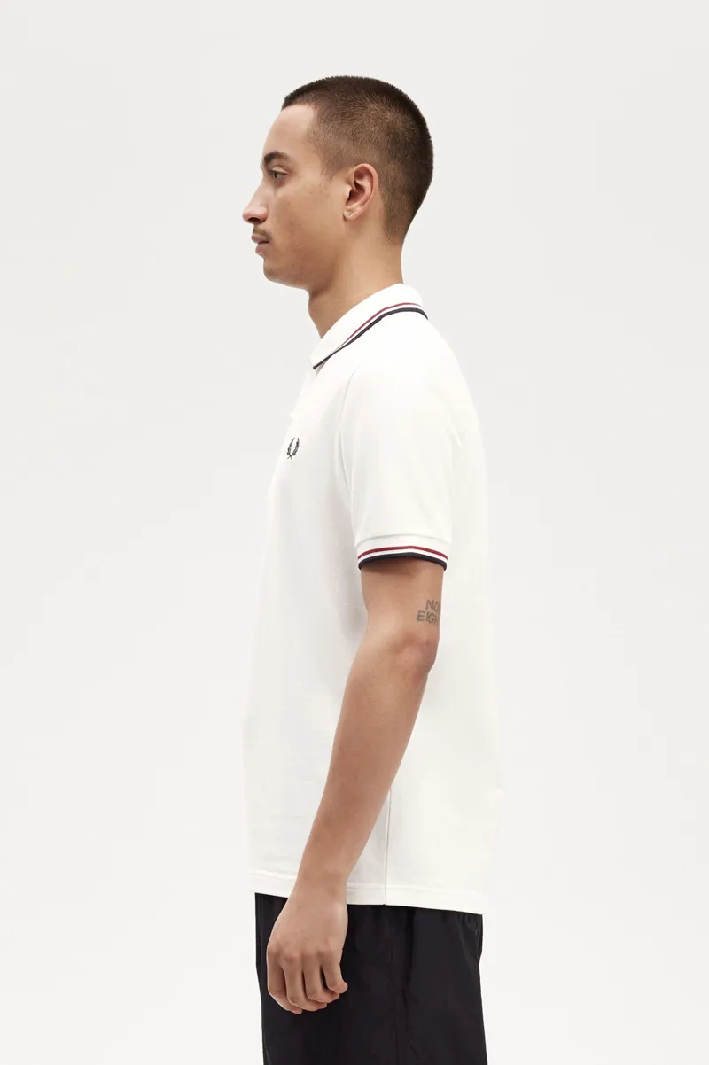 Fred Perry M3600-T60 Polo T-shirt Snow White / Burnt Red / Navy-5