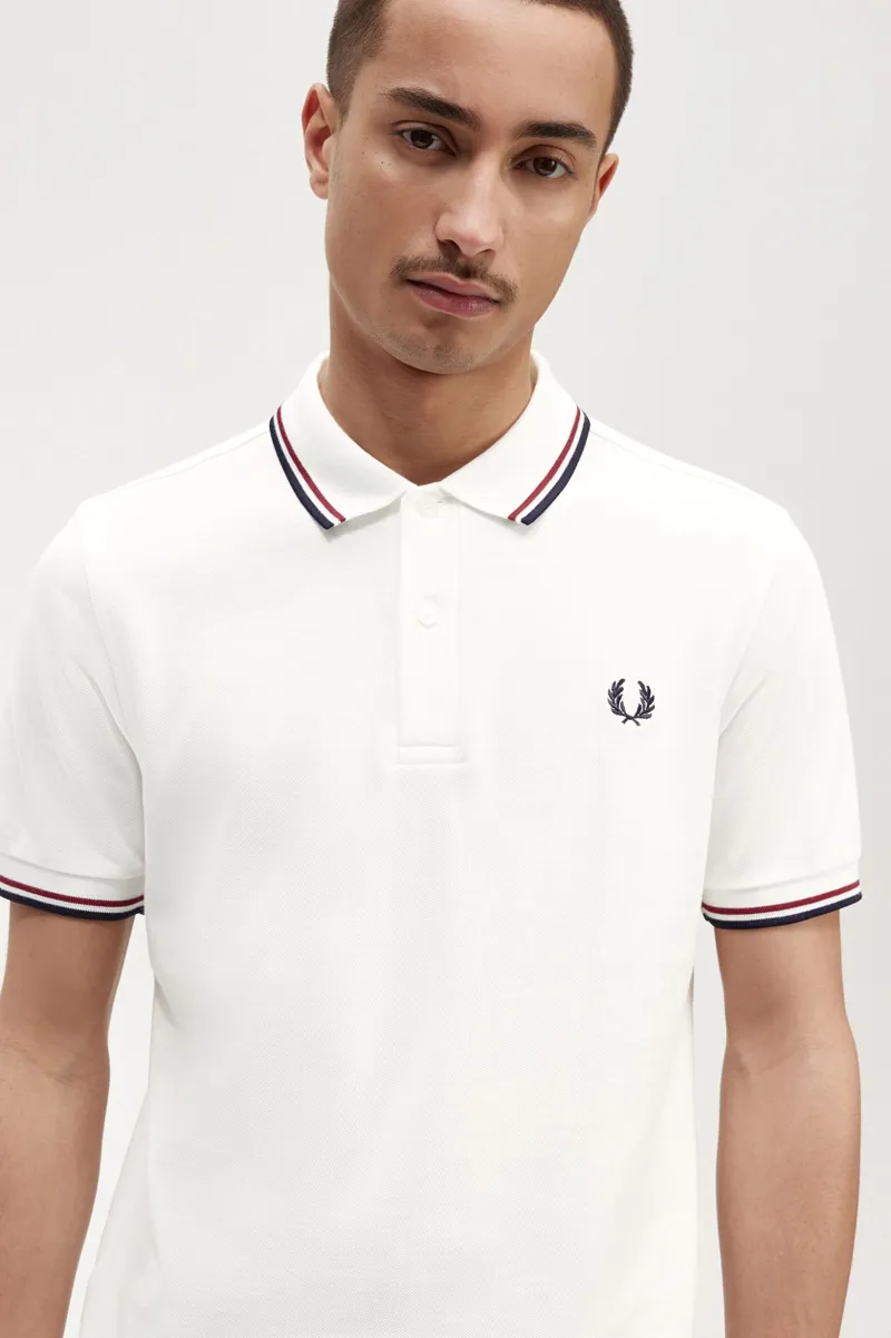Fred Perry M3600-T60 Polo T-shirt Snow White / Burnt Red / Navy-2