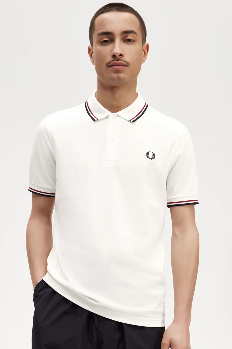 Fred Perry M3600-T60 Polo T-shirt Snow White / Burnt Red / Navy-6