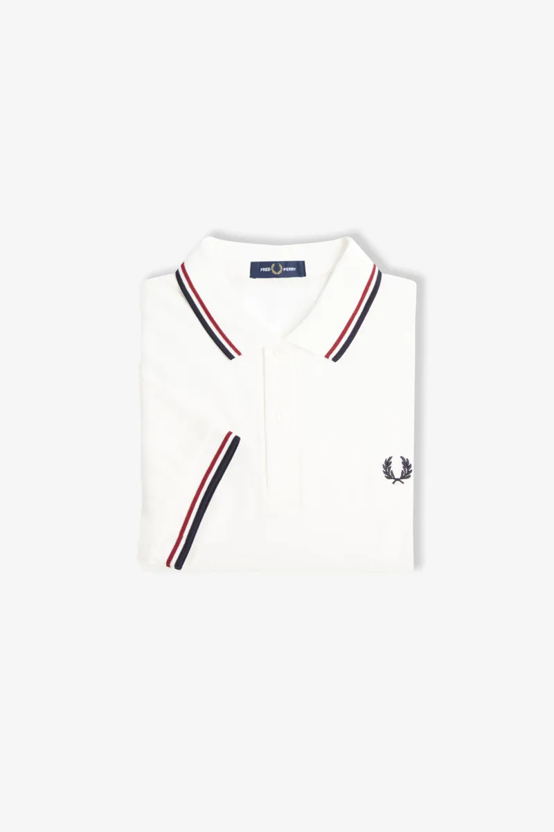 Fred Perry M3600-T60 Polo T-shirt Snow White / Burnt Red / Navy-4