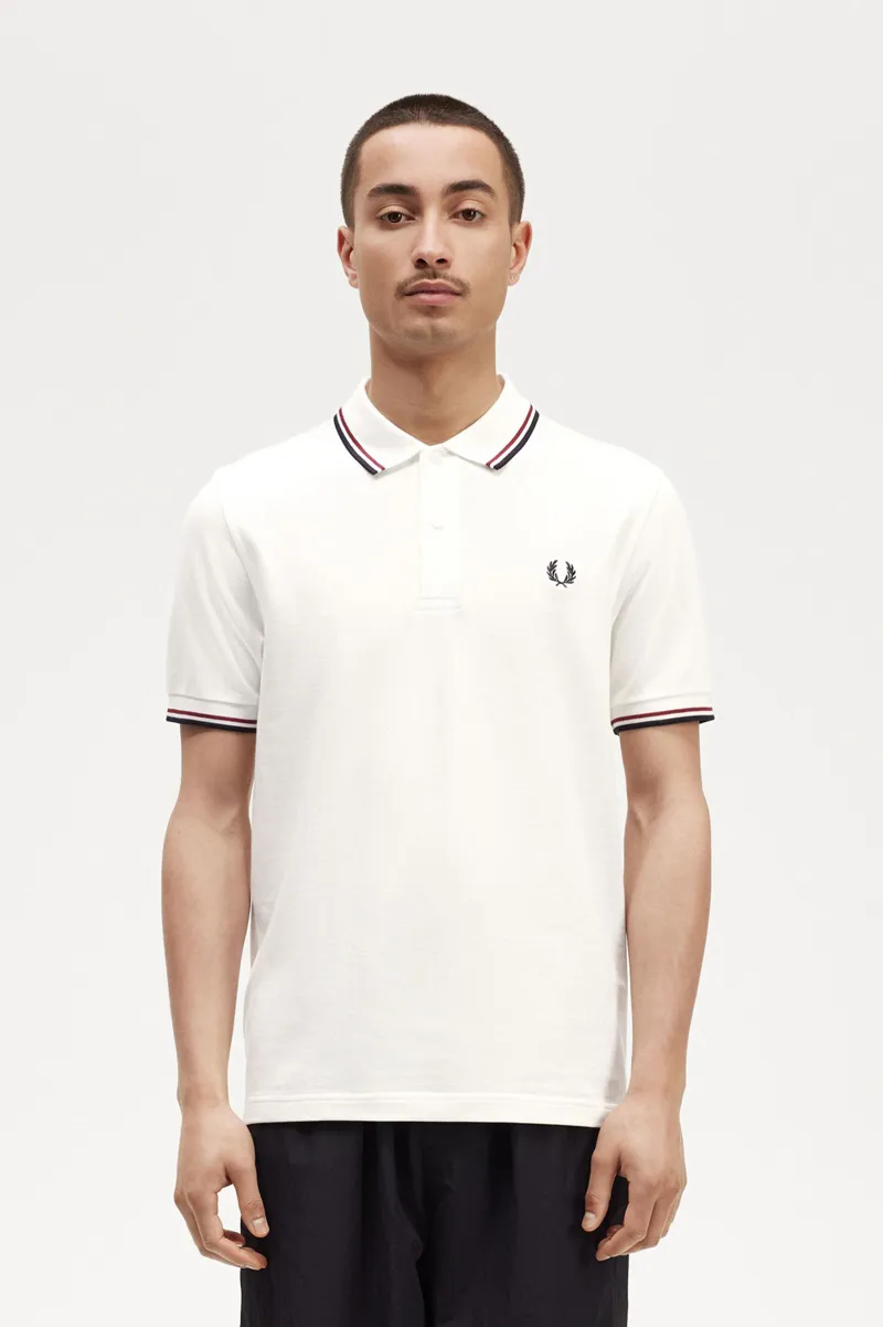 Fred Perry M3600-T60 Polo T-shirt Snow White / Burnt Red / Navy-1