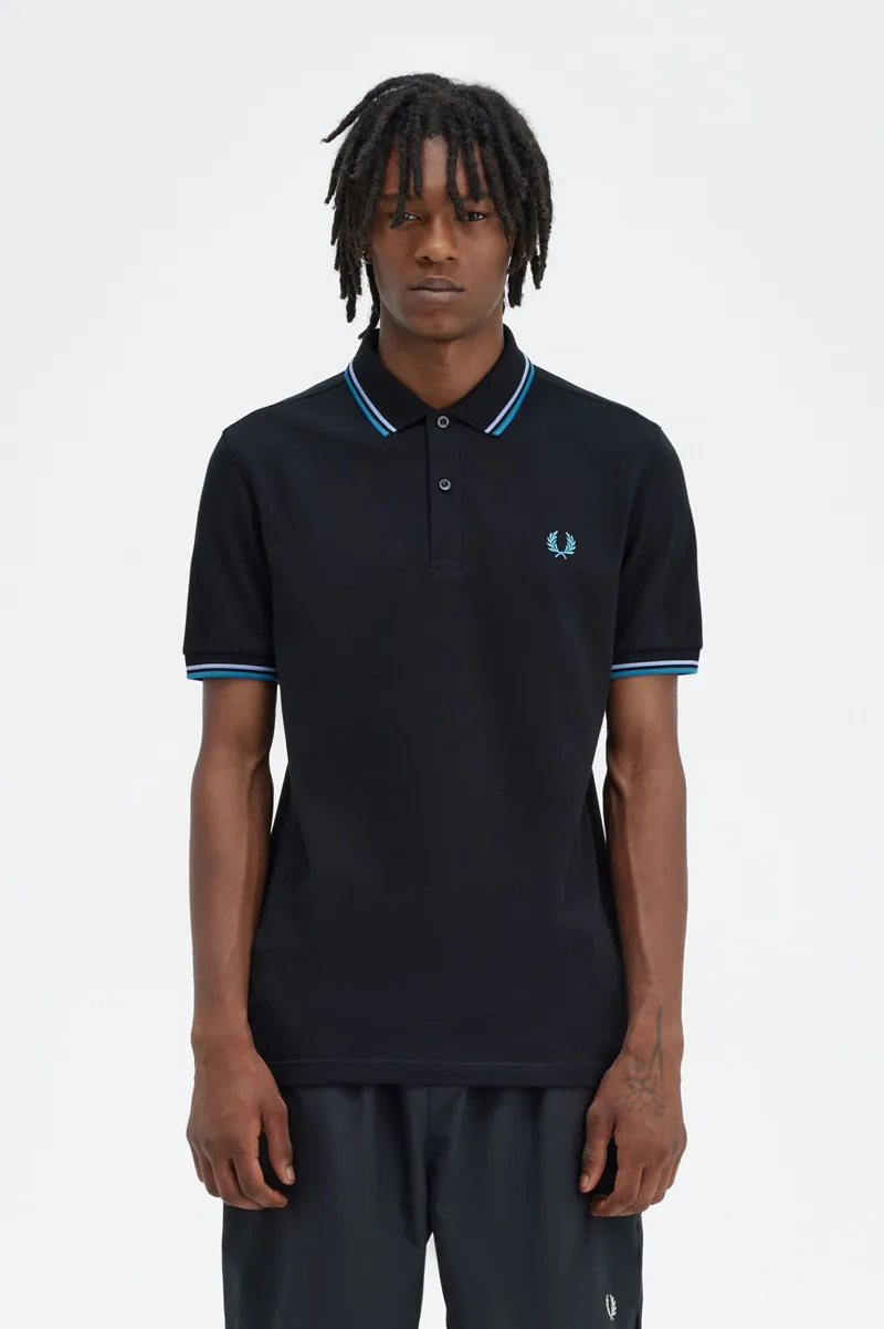 Fred Perry M3600-V18 Polo T-shirt Black / Light Smoke / Runaway Bay -1