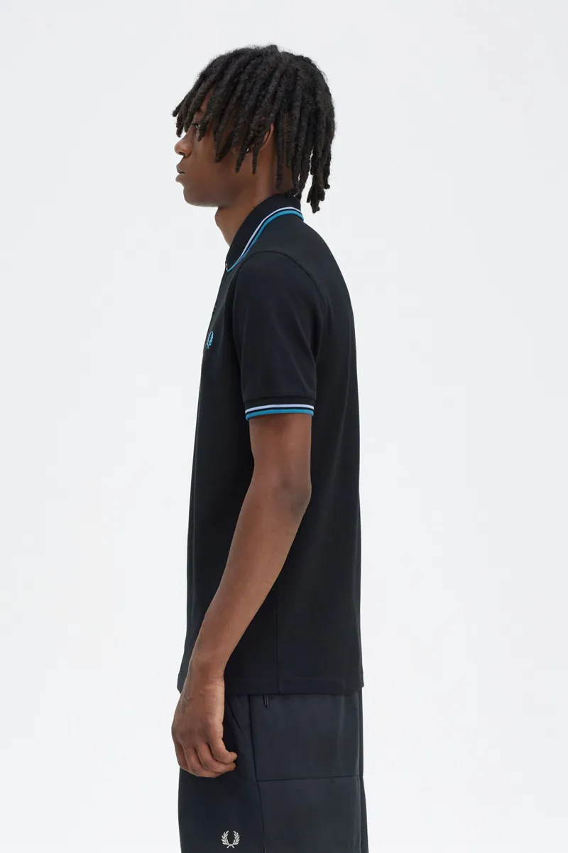 Fred Perry M3600-V18 Polo T-shirt Black / Light Smoke / Runaway Bay -3