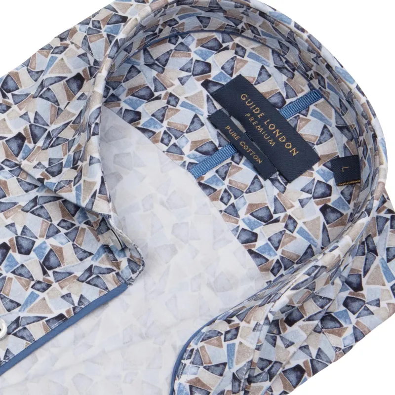 Guide Geometric Short Sleeve Shirt Blue-1