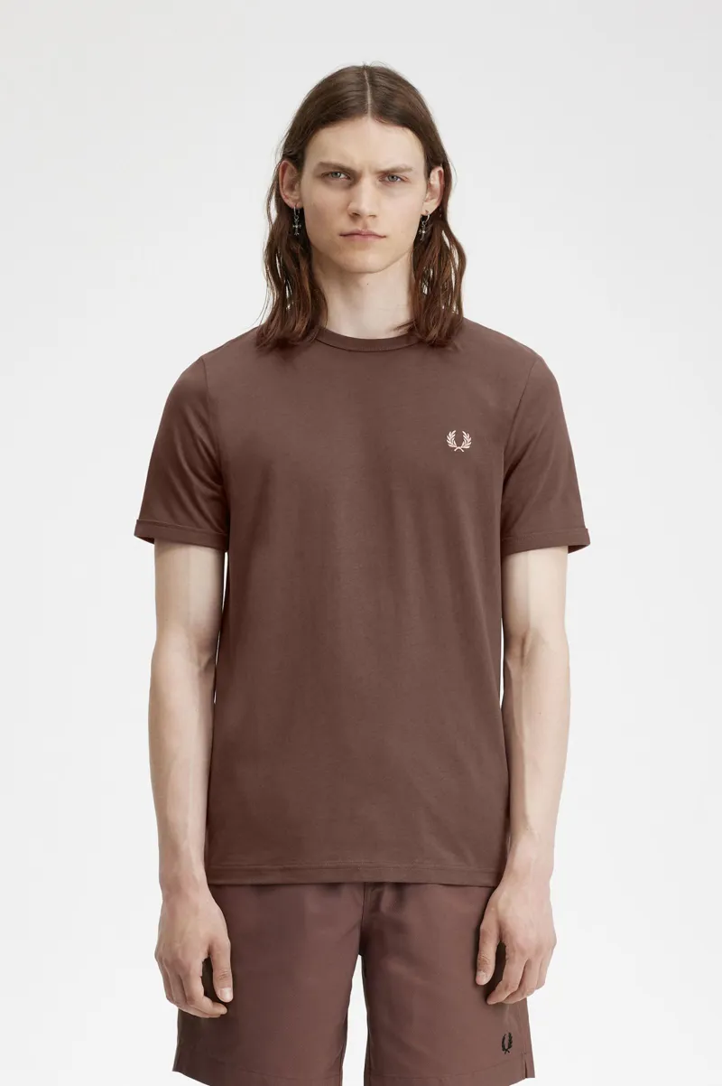 Fred Perry M3519-U85 Ringer T-shirt Brick / Warm Grey XXL ONLY-1