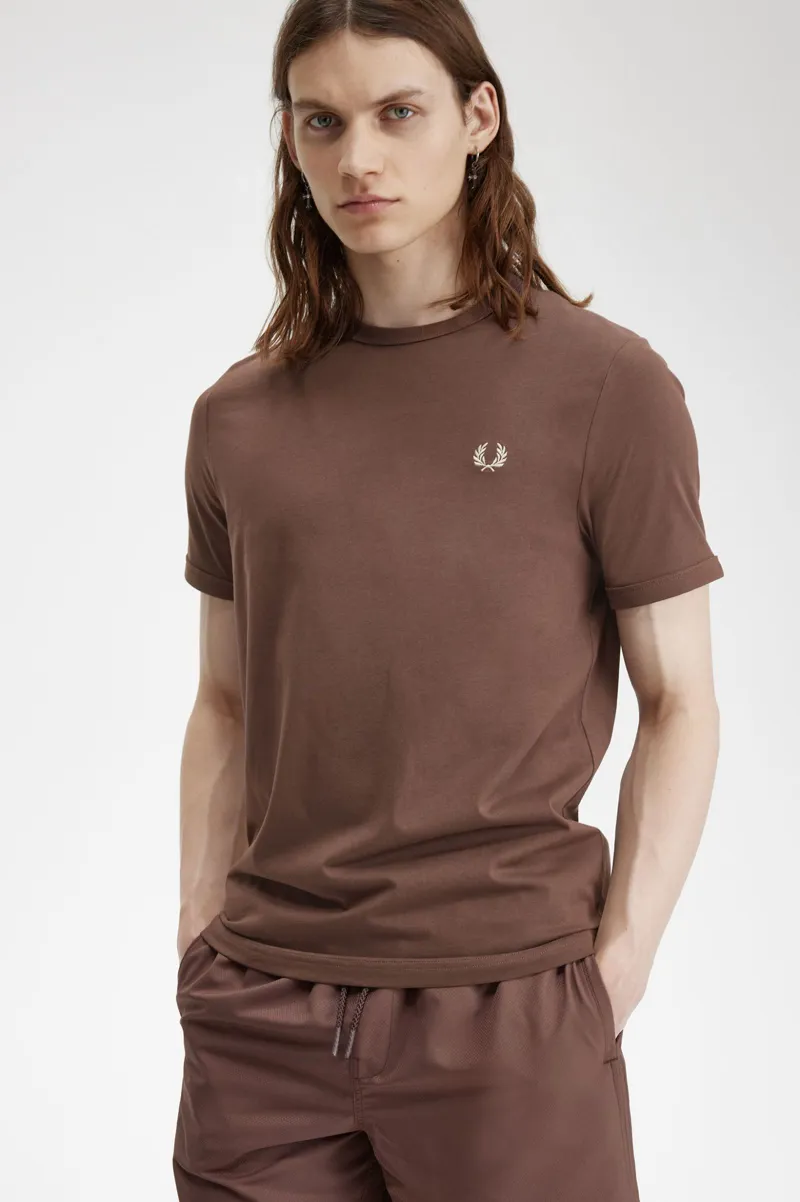 Fred Perry M3519-U85 Ringer T-shirt Brick / Warm Grey XXL ONLY-3