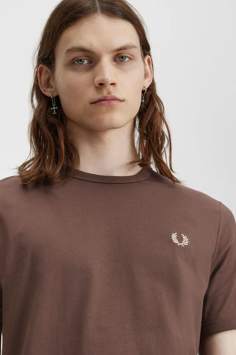 Fred Perry M3519-U85 Ringer T-shirt Brick / Warm Grey XXL ONLY-4