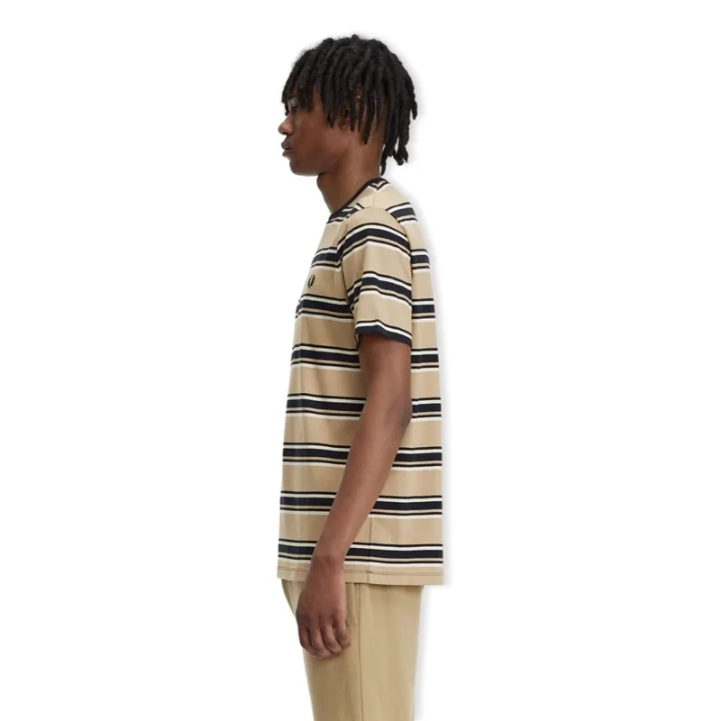 Fred Perry Stripe T-shirt Warm Stone /Oatmeal-2