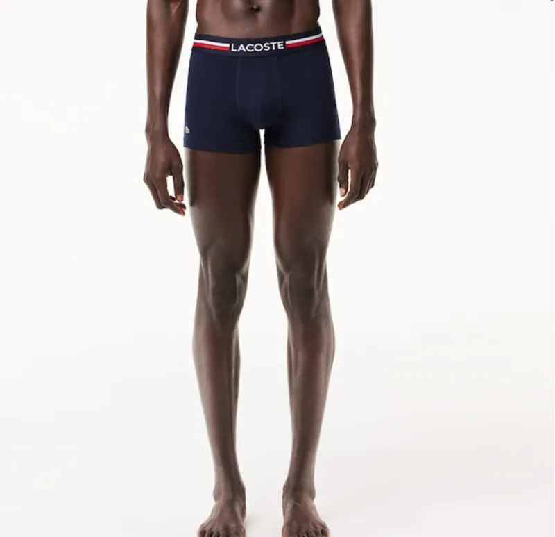 Lacoste 3 Pack Iconic Trunks with Three Tone Waistband Navy-1