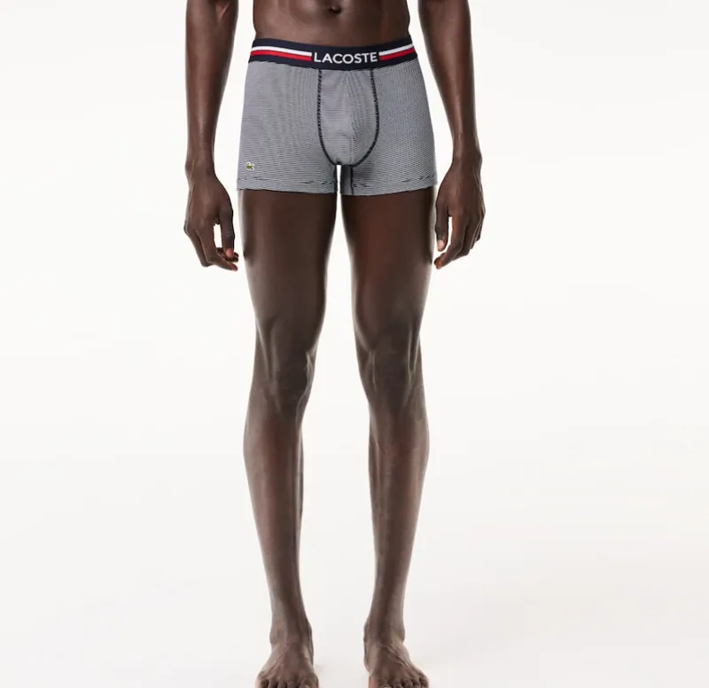 Lacoste 3 Pack Iconic Trunks with Three Tone Waistband Navy-2