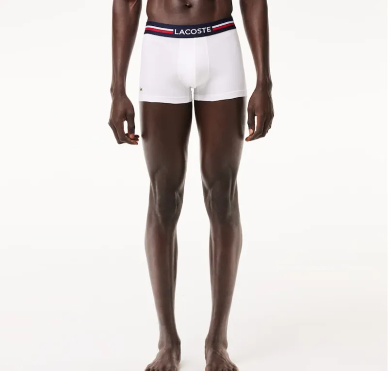 Lacoste 3 Pack Iconic Trunks with Three Tone Waistband Navy-3