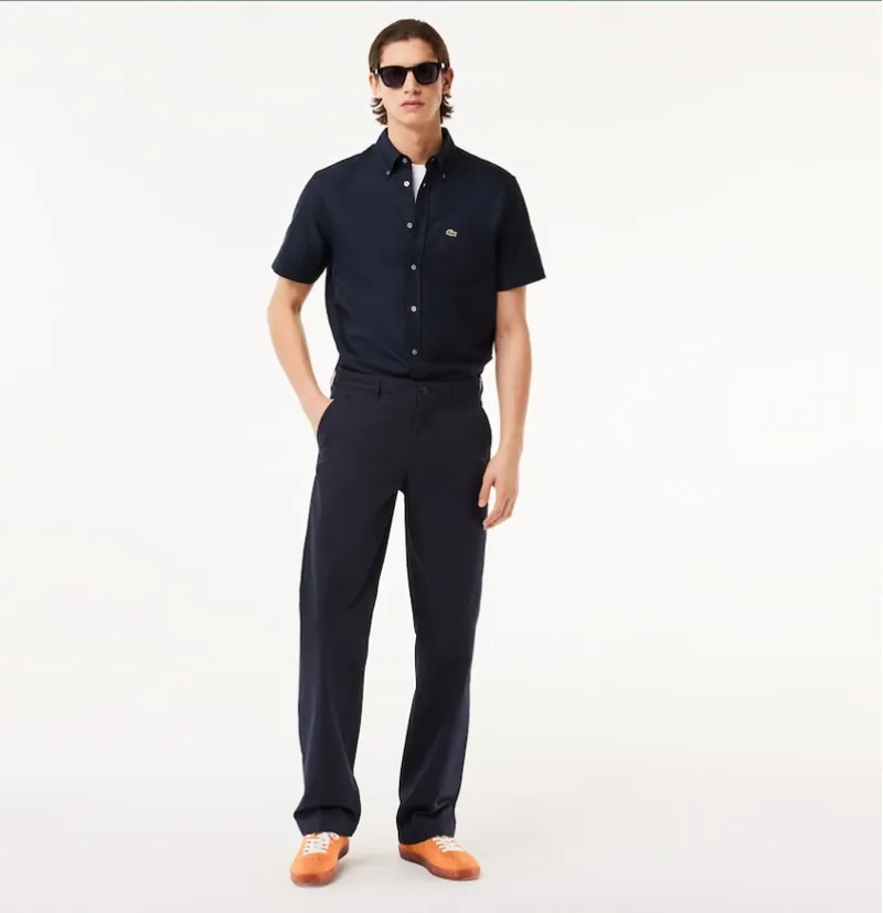 Lacoste Short Sleeved Oxford Shirt Navy-1