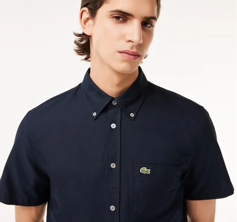 Lacoste Short Sleeved Oxford Shirt Navy-2