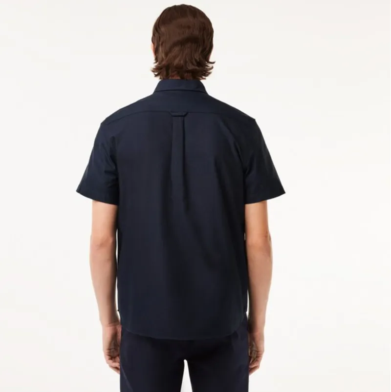 Lacoste Short Sleeved Oxford Shirt Navy-3