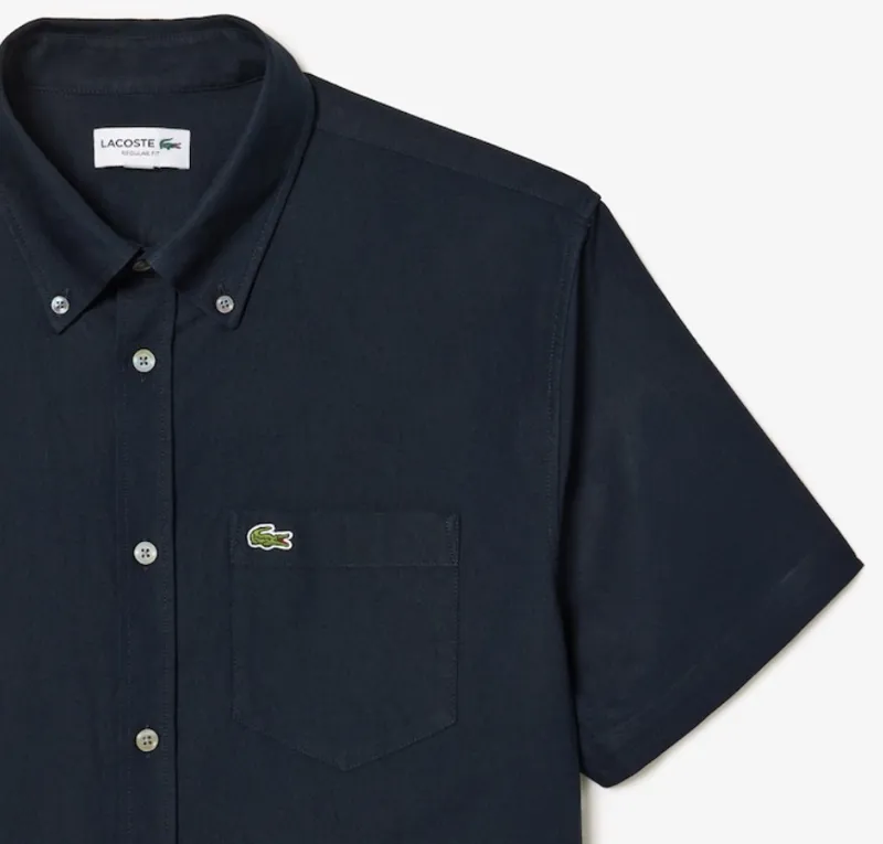 Lacoste Short Sleeved Oxford Shirt Navy-5