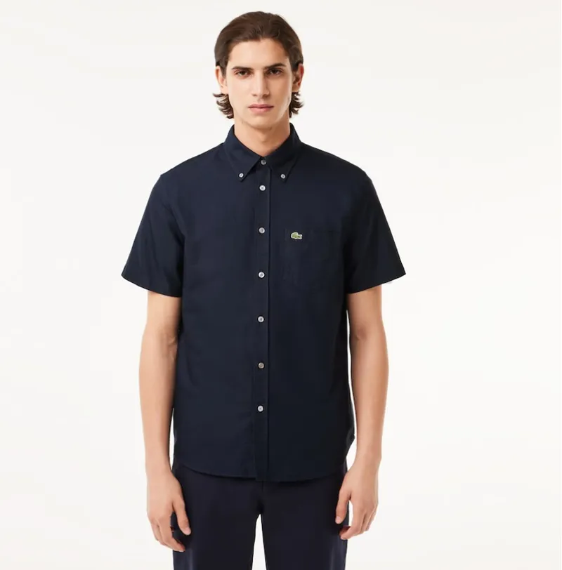 Lacoste Short Sleeved Oxford Shirt Navy