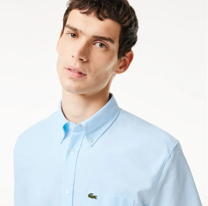 Lacoste Short Sleeved Oxford Shirt Blue-1