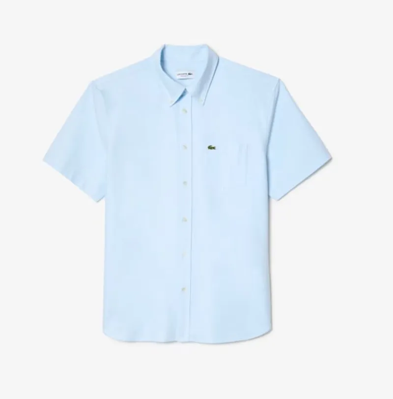 Lacoste Short Sleeved Oxford Shirt Blue-2