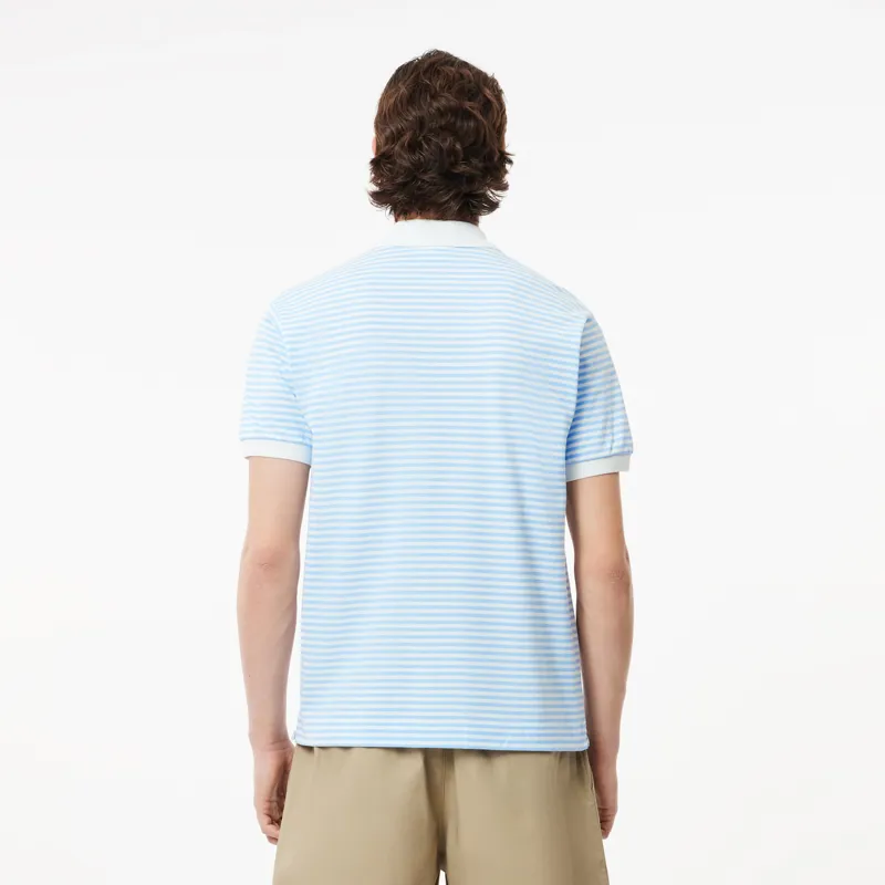 Lacoste Striped Cotton Polo Shirt White / Blue -3