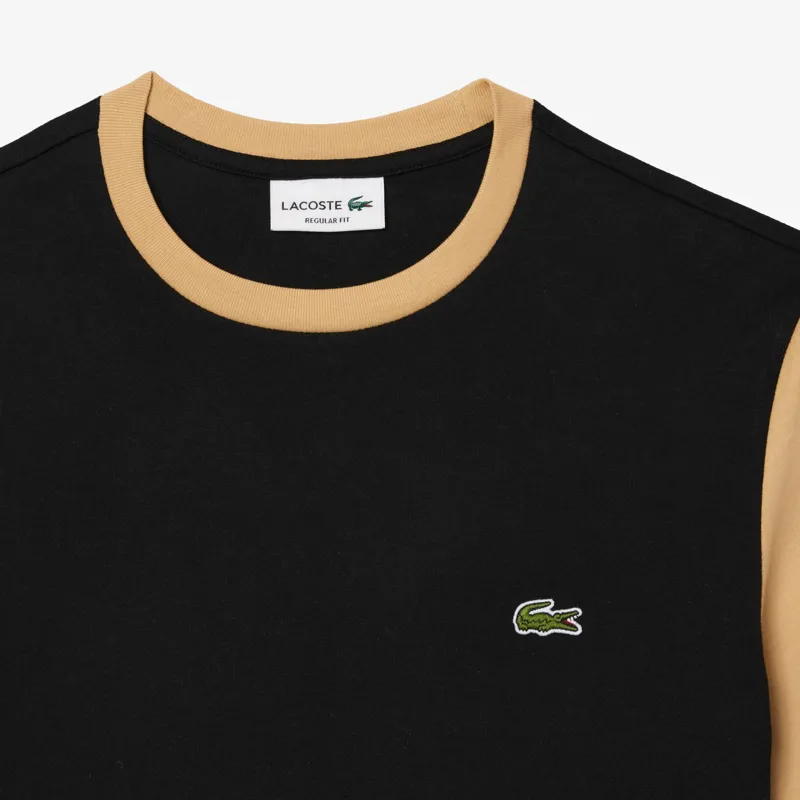 Lacoste Colourblock Jersey T-Shirt Black Beige-1
