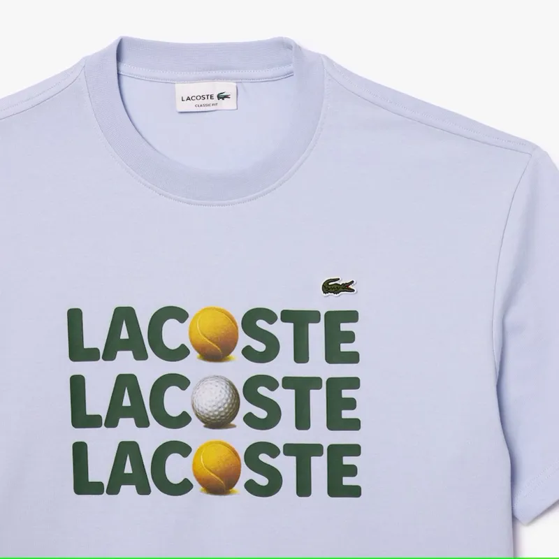 Lacoste Ball Print T-Shirt Light Blue  XL and XXL ONLY-1