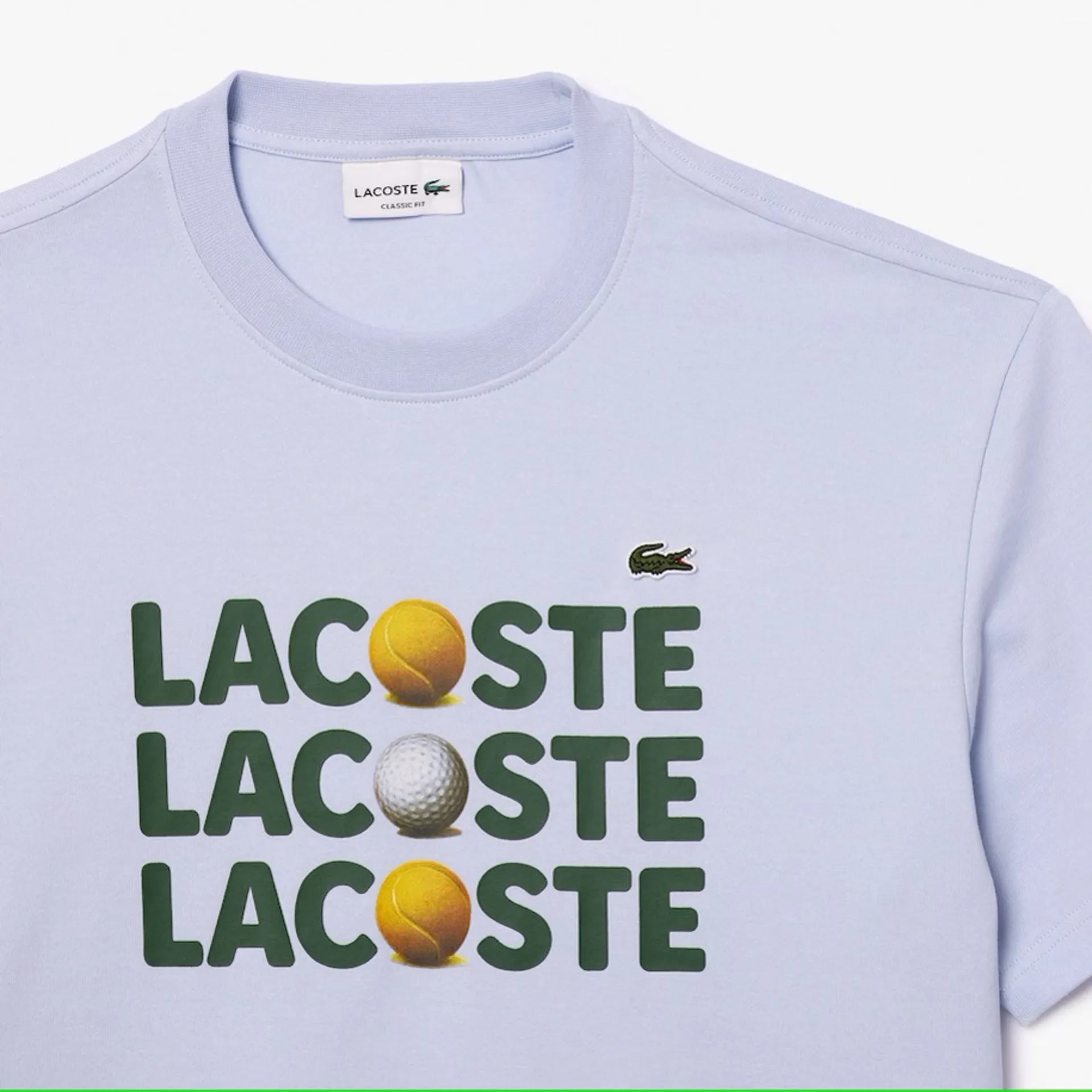 Lacoste TH7370 00 J2G Mens Ball Print T-Shirt Light Blue