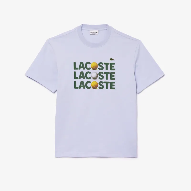 Lacoste Ball Print T-Shirt Light Blue  XL and XXL ONLY
