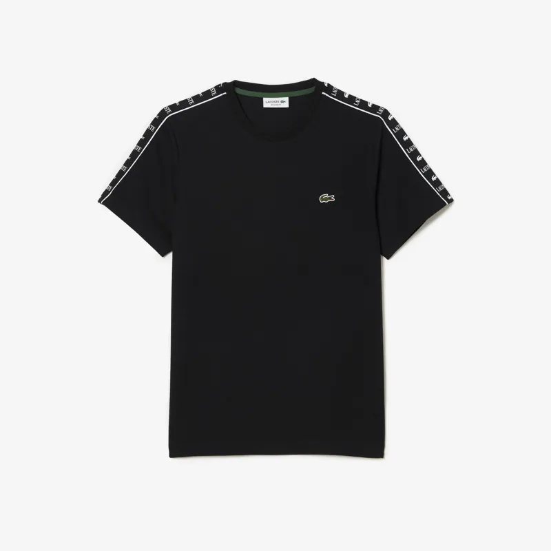 Lacoste Cotton Jersey Logo Stripe T-Shirt Black