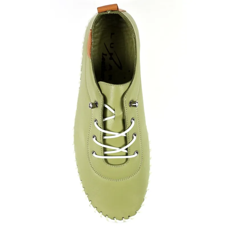 Lunar St Ives Leather Pump Plimsoll Khaki-2