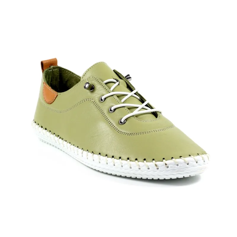 Lunar St Ives Leather Pump Plimsoll Khaki