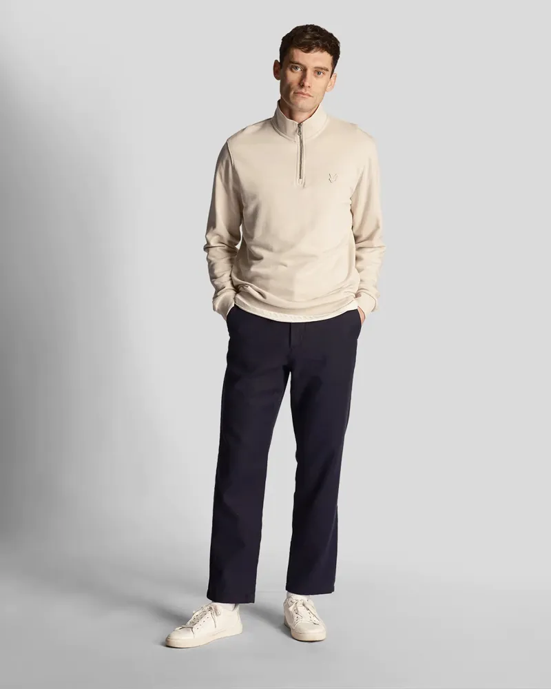 Lyle and Scott Tonal Eagle 1/4 Zip Sweatshirt Cove LARGE ONLY-1